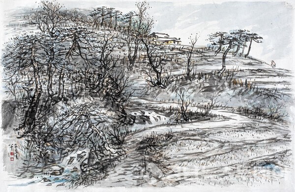 팔중 김문식 화백 '과수원의 겨울' (사진제공=문화예술여행TV 문화예술기획 김성수)