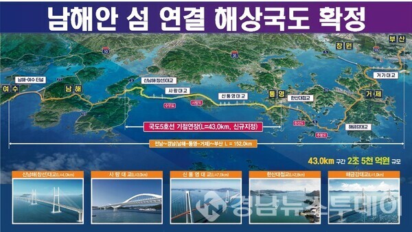 남해안 섬 연결 해상국도(사진제공=남해군)