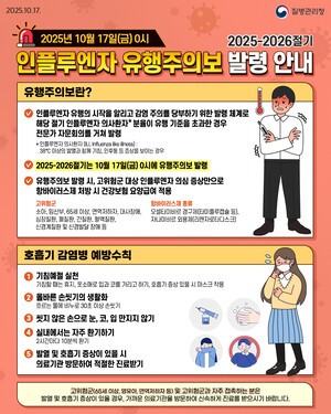의령군, 고위험군·어린이 인플루엔자 예방접종 및 개인위생 당부